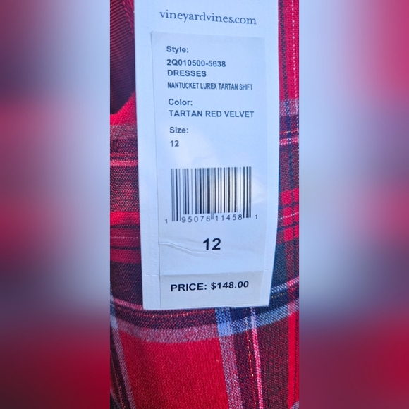 NWT Vineyard VINES Red Tartan Size 12 Womens dress - Picture 3 of 4